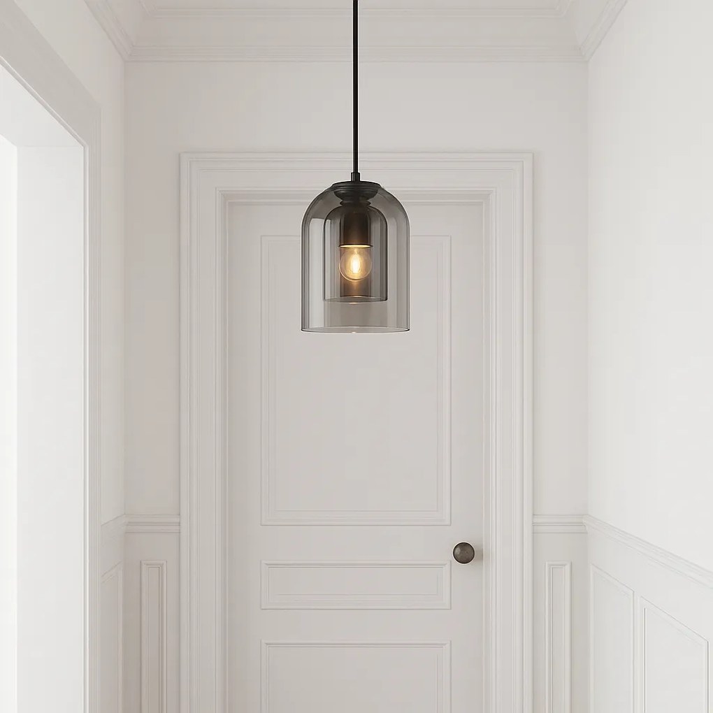 Toolight Amber, závesné svietidlo 1xE27 APP1704-1PC, šedá-čierna, OSW-04336