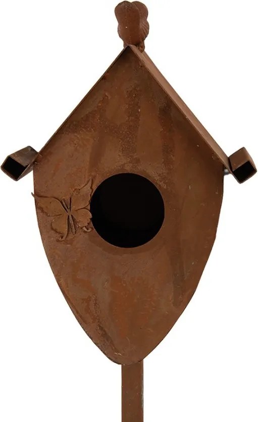 Záhradná dekorácia zápich vtáčia búdka s patinou - 12*12*84 cm
