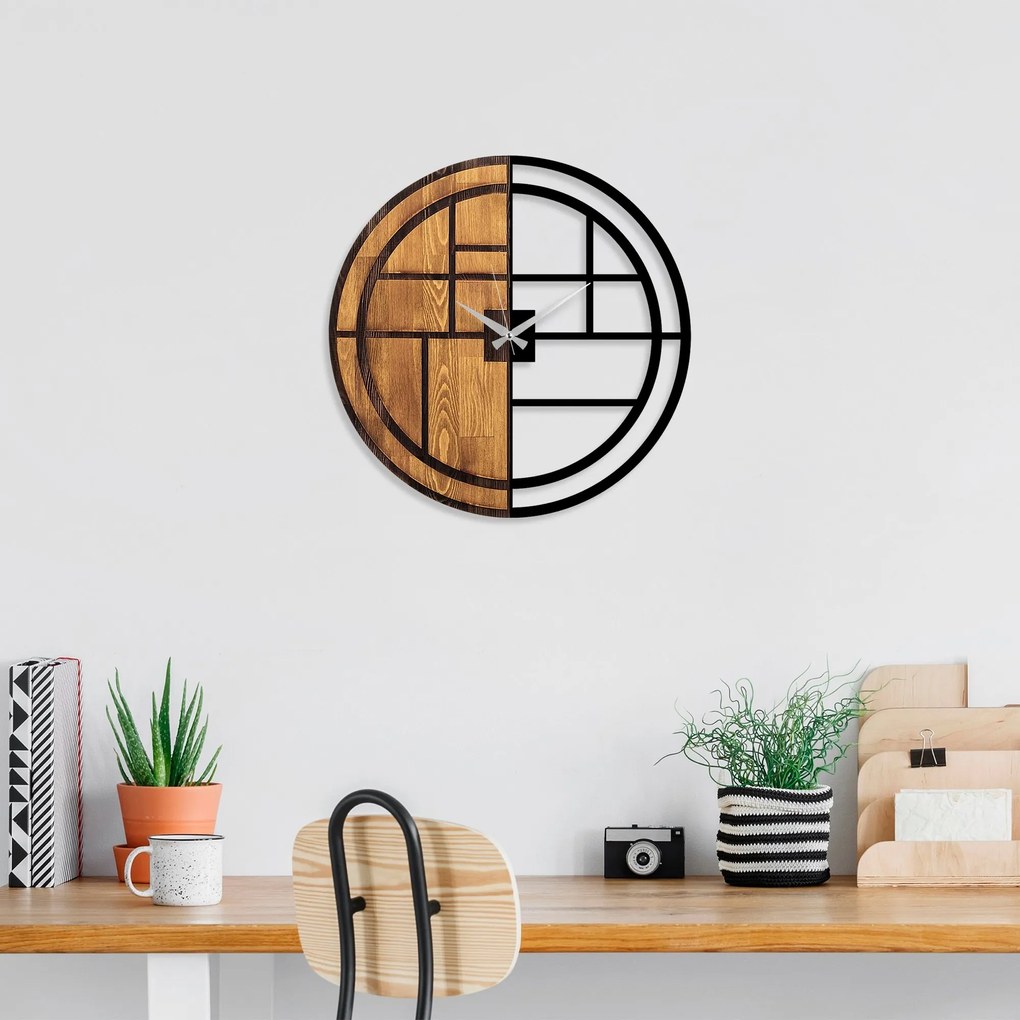 Dekoratívne nástenné hodiny WALLIE ORGANIC 56 cm orech/čierne