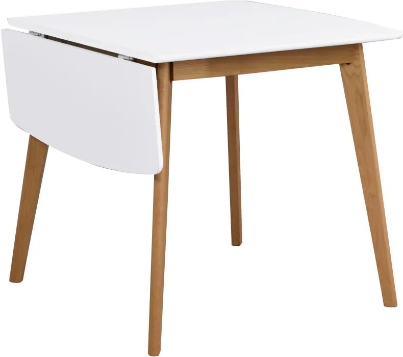 Jedálenský stôl s konštrukciou z dubového dreva so sklápacou doskou Rowico Olivia, dĺžka 80 + 30 cm
