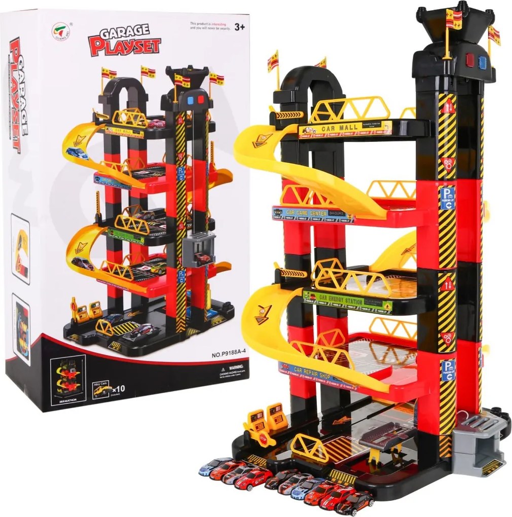 Ramiz 5-úrovňové detské parkovisko 3+ Pohyblivý výťah + 10 autíčok + svetlá