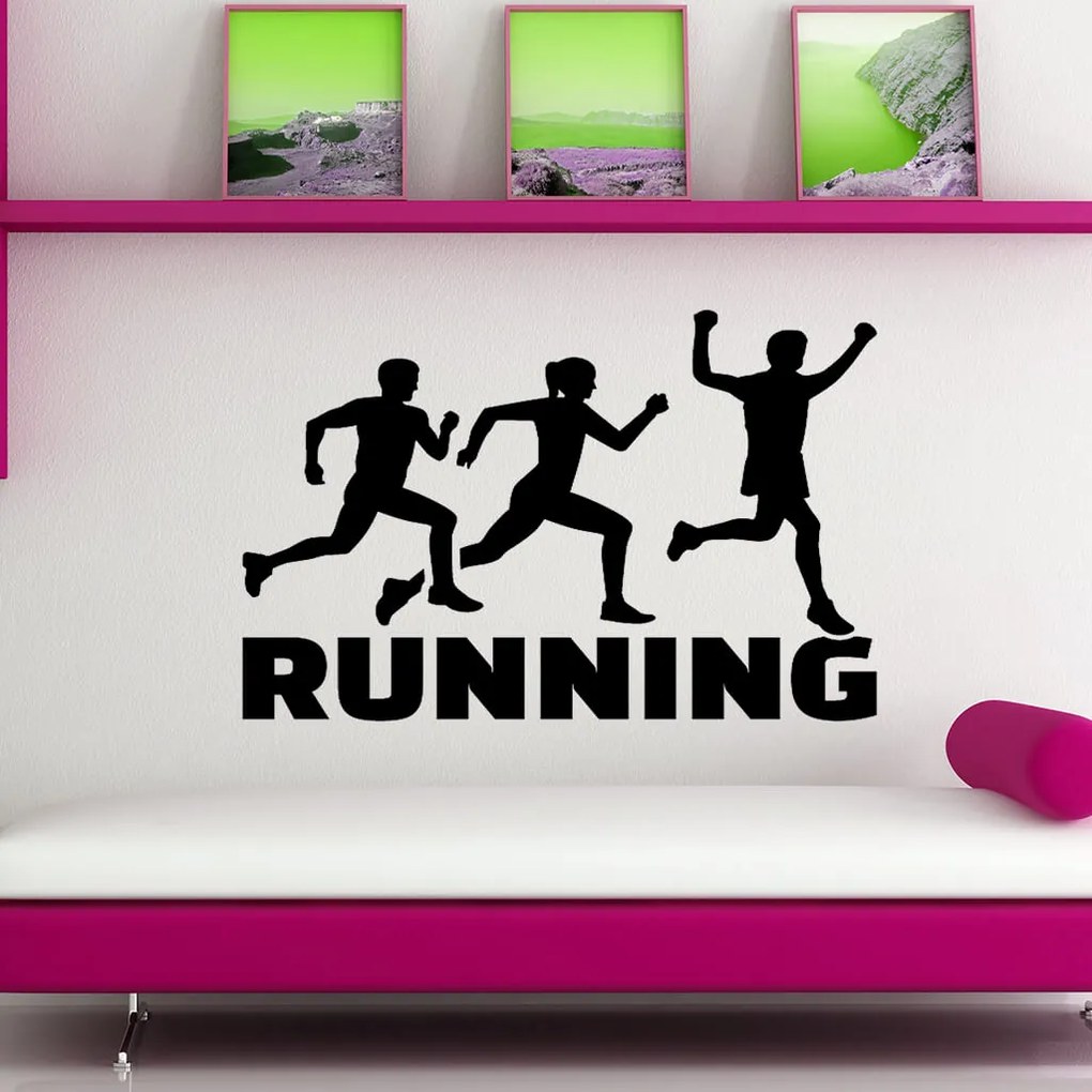Veselá Stena Samolepka Running Farba: růžová, Veľkosť: 100 x 77 cm