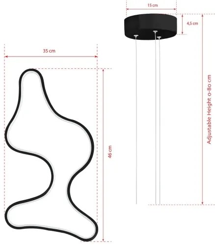 LED luster na lanku ARTISAN LED/36W/230V 6500K čierna