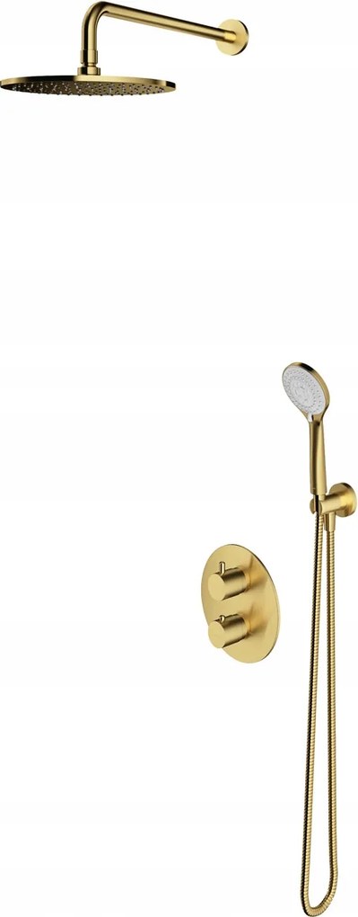 Podomietková Termostatická Sprchová Stĺpka, Brúsená Mosadz