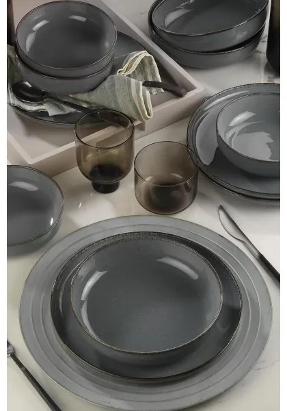 Jedálna súprava 12 ks sivá/porcelán