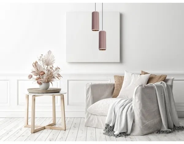 Luster na lanku AVALO 2xE27/60W/230V pr. 20 cm ružová/medená