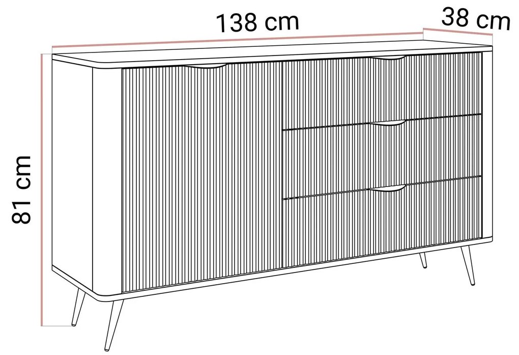 Komoda TURNER béžová 138cm