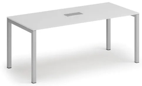 Stôl SQUARE 1800 x 800 x 750, biela + stolná zásuvka TYP IV, strieborná