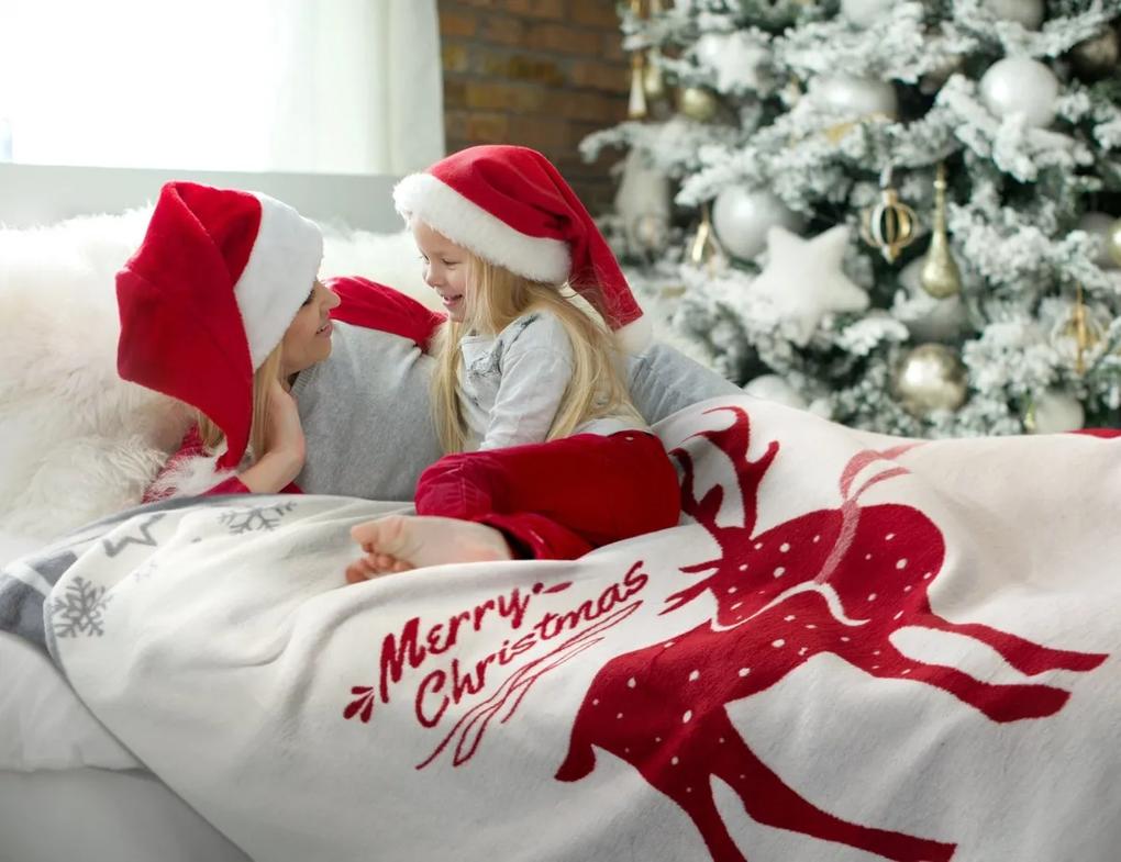 Obojstranná vianočné deka s jeleňom
