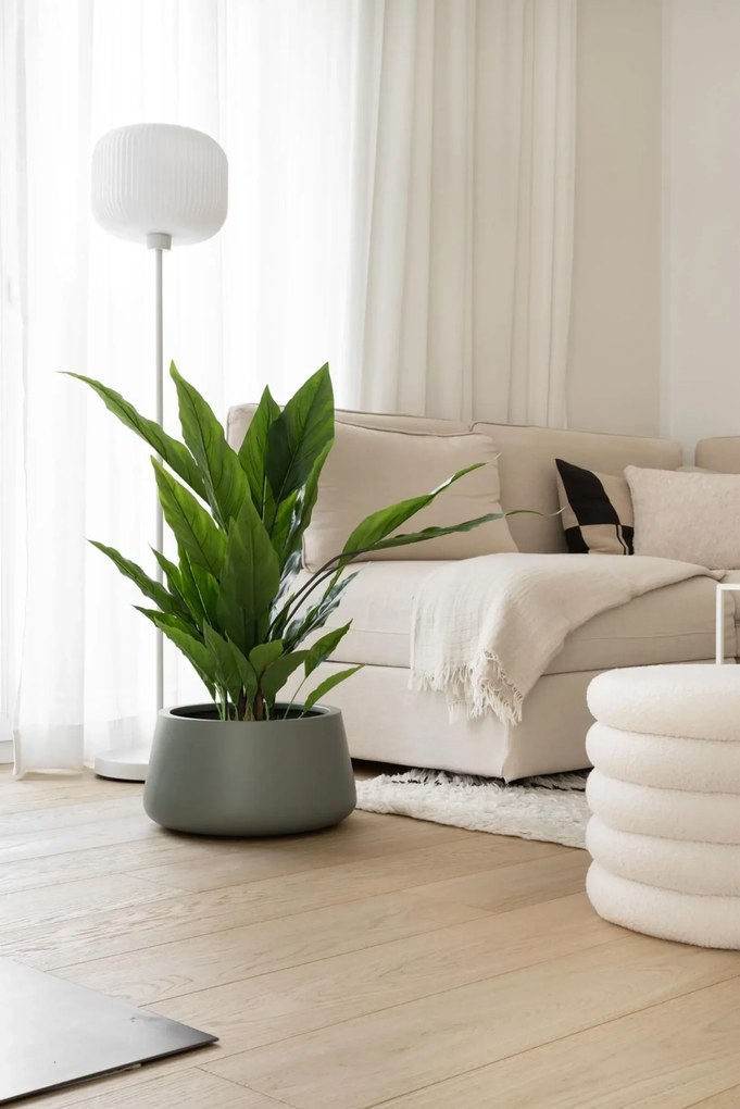 Kvetináč GORDO, sklolaminát, výška 21 cm, sivý