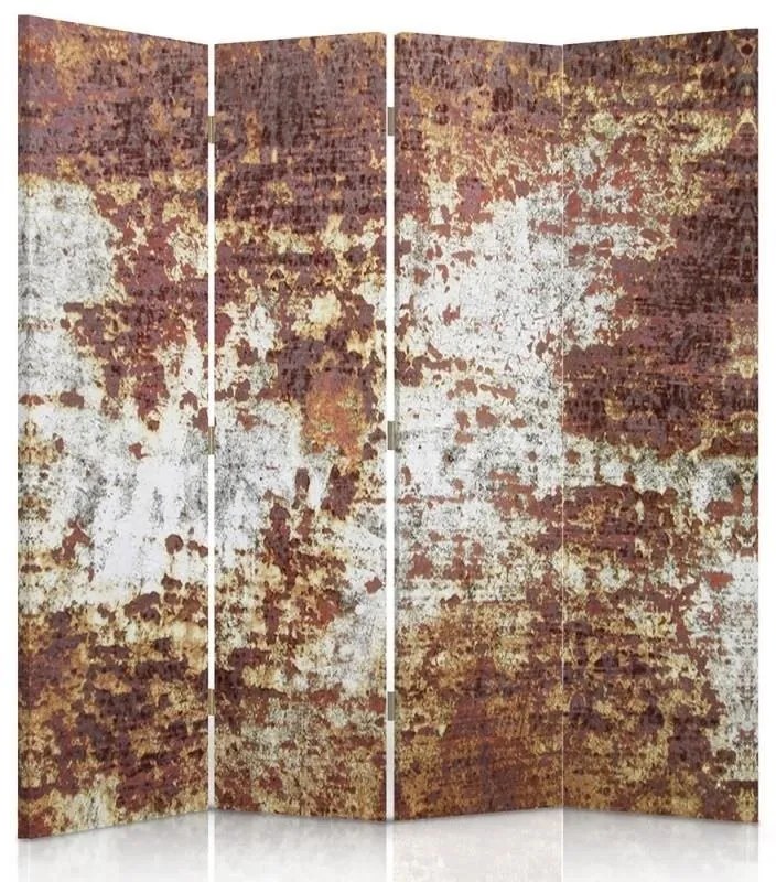 Ozdobný paraván GABINET Zrezivělý kov - 145x170 cm, štvordielny, klasický paraván