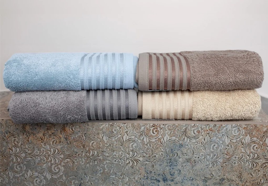 Bavlněný froté ručník s modalem VELA 70x140 cm šedý