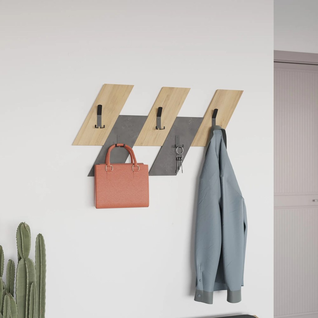 Predsieňový vešiak Houseland Livy dub zafírový/retro sivý