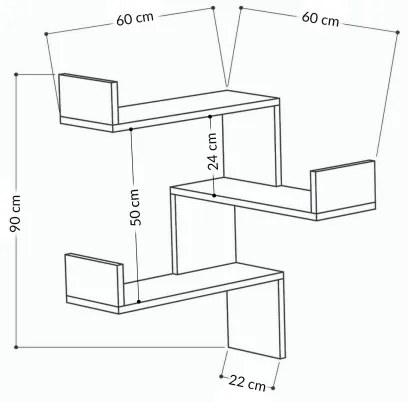 Rohová nástenná polica LUKSA 90x60 cm hnedá