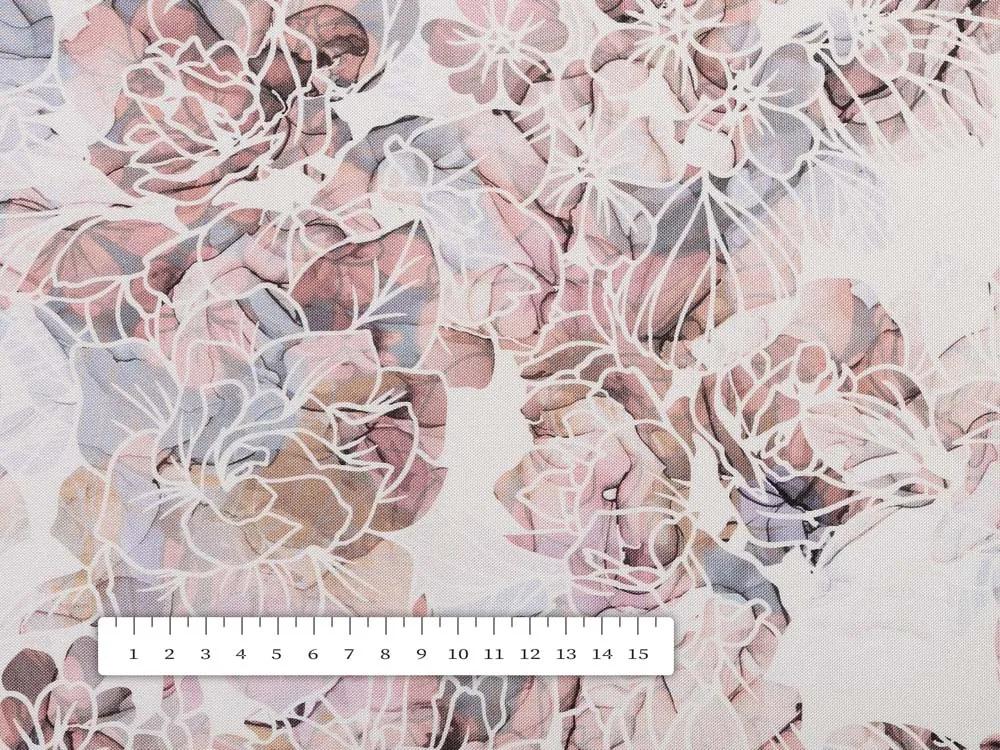 Biante Dekoračná obliečka na vankúš Rongo RGP-501 Ružovo-fialkové kvety na bielom 35 x 45 cm