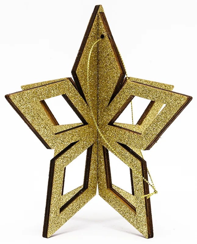 DECOLED Zlatá hviezda, 3D, 15 cm