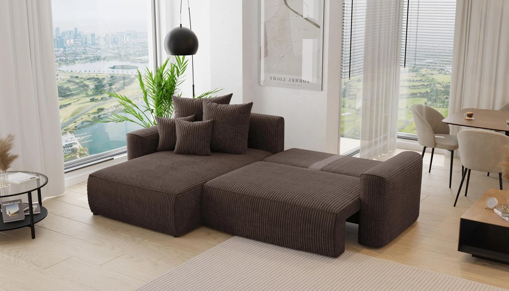 Rohová sedačka Baria (L) (čokoládová). Akcia -20%. Vlastná spoľahlivá doprava až k Vám domov. 1133087