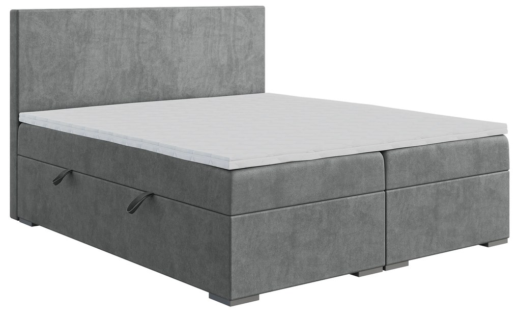 Manželská posteľ Boxspring 180 cm Lemmy (betón) (s matracom a úl. priestorom). Akcia -20%. Vlastná spoľahlivá doprava až k Vám domov. 1043396