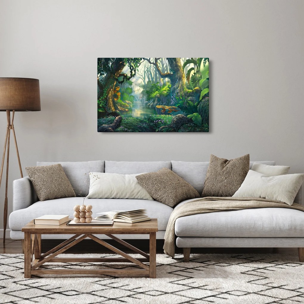Obraz - Ilustrácia tropického lesa (90x60 cm)