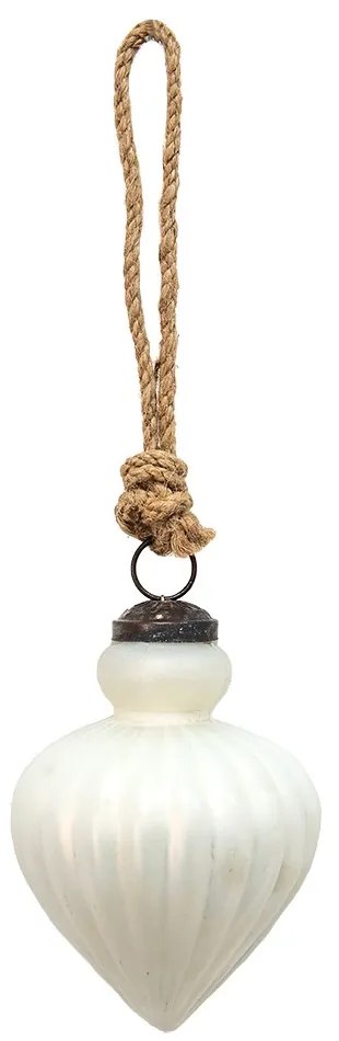 Biela anik sklenená ozdoba Vinett - Ø 8*9 cm