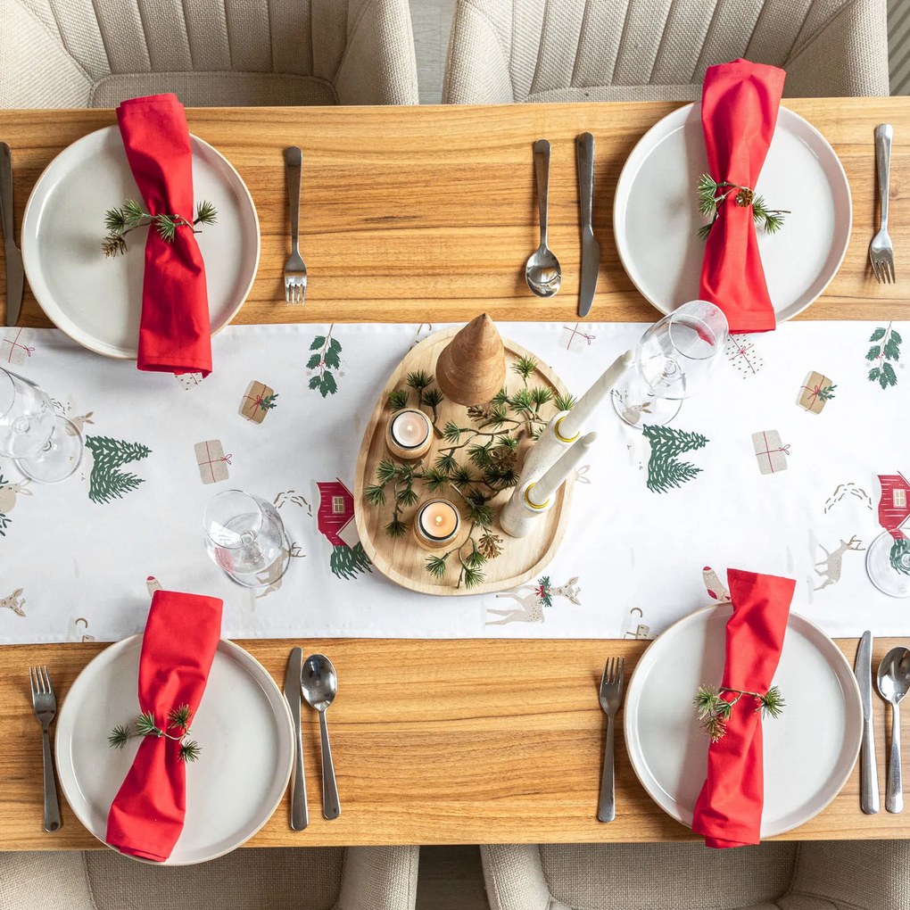 Goldea vianočný behúň na stôl z pevnej bavlny - tradičné vianoce 35x140 cm