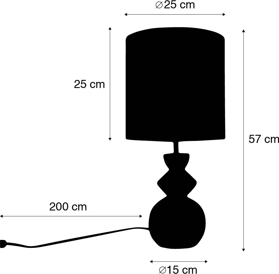 Dizajnová stolová lampa biela s tienidlom z zamatu zelená so zlatom 25 cm - Alisia