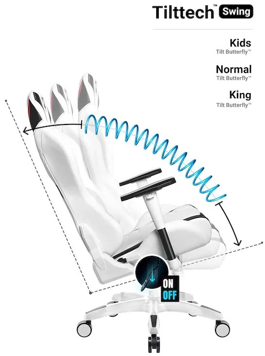 Herné kreslo Diablo X-Ray Normal Size: Bielo-čierne Diablochairs