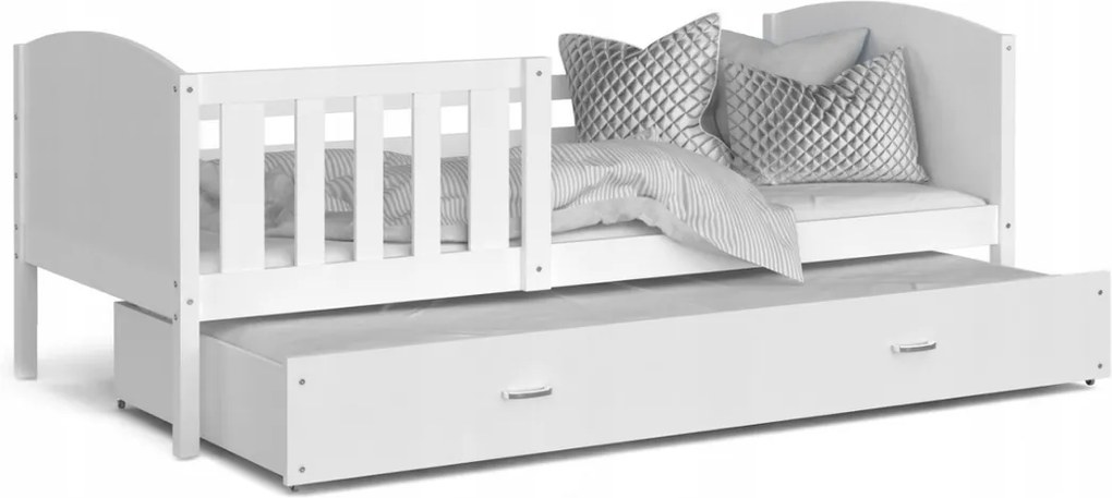 Expedo Detská posteľ DOBBY P2 COLOR + matrac + rošt ZADARMO, 190x80 cm, biela/biela