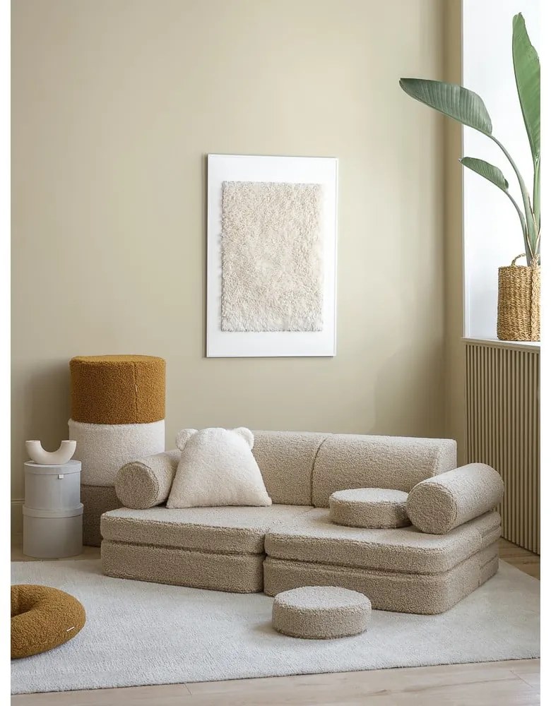 Svetlohnedá detská pohovka z textílie buklé 132 cm Settee – Wigiwama
