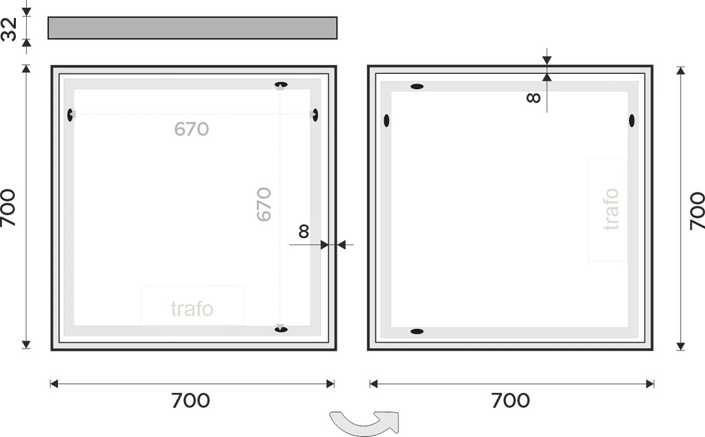 Nimco LED zrkadlo 700x700 - ZP 13077