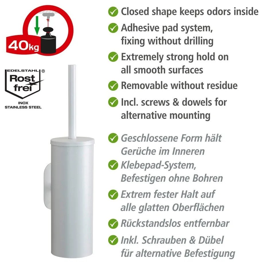 Biela samodržiaca WC kefa z nehrdzavejúcej ocele Orea – Wenko