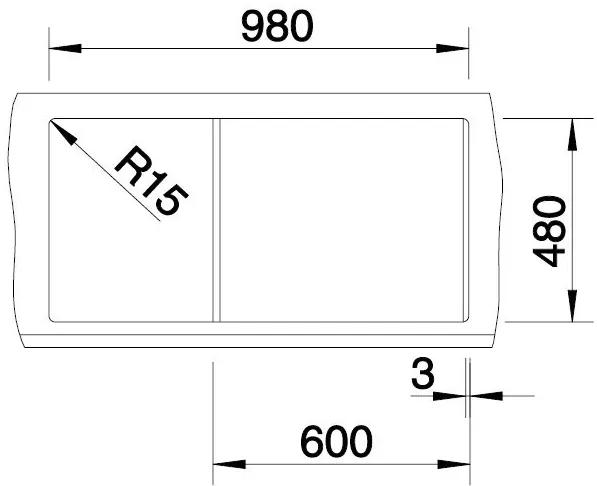 Blanco Metra 6 S, silgranitový drez 1000x500x190 mm, 1,5-komorový, antracitová, BLA-513230
