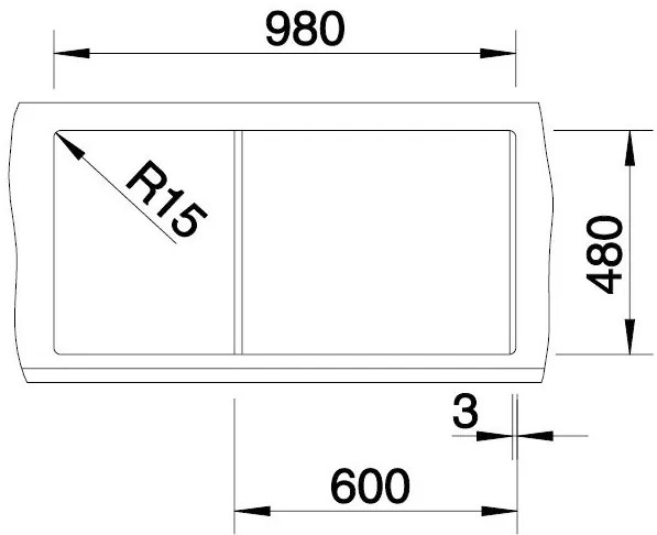 Blanco Metra 6 S, silgranitový drez 1000x500x190 mm, 1,5-komorový, antracitová, BLA-513230