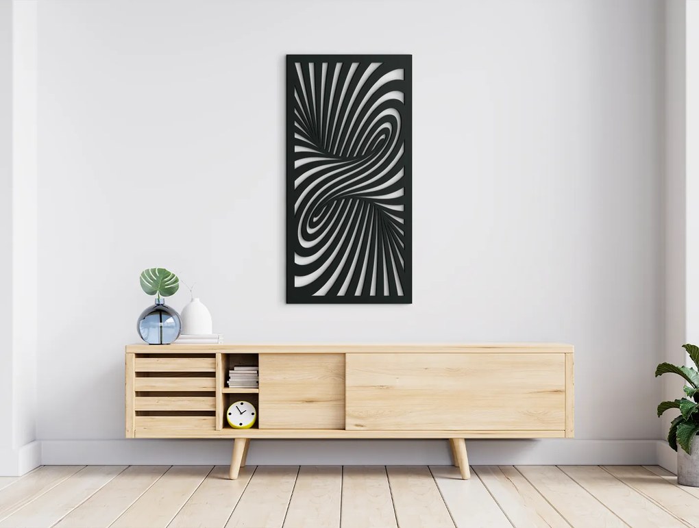 drevko Drevený obraz v abstraktnom štýle Kolotoč Rozmer obrazu: 44,5 x 22 cm, Farba dekorácie: Čierna