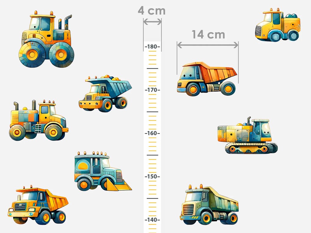 Stavebné stroje Metr textilní prelepiteľná nálepka na stenu výška 160 cm