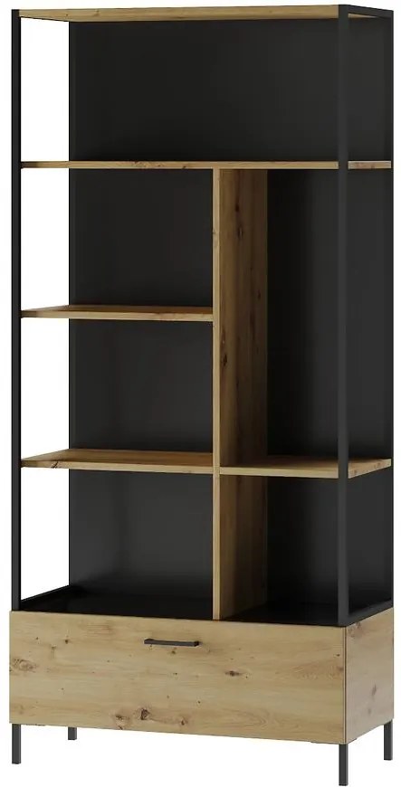 Regál so zásuvkou Lucas 16 dub artisan/čierna mat