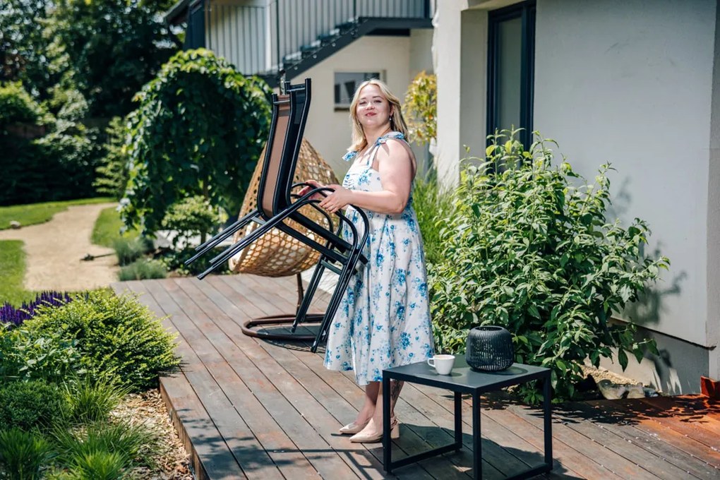 AKCIA Záhradné kreslá TAVERNO set 2ks sivá/čierna II. akosť