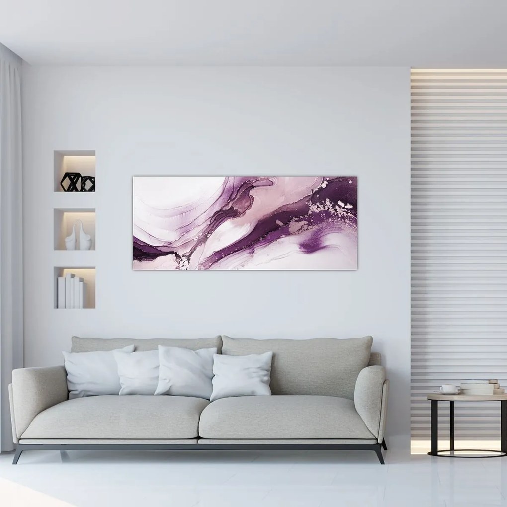Obraz - Purple fluid art (120x50 cm)