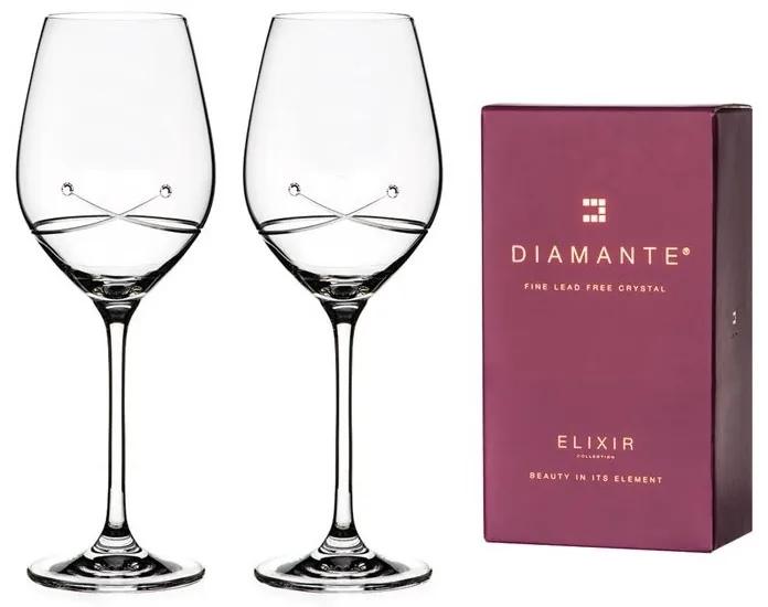 Diamante poháre na biele víno so Swarovski kryštálmi Kiss 360 ml 2KS