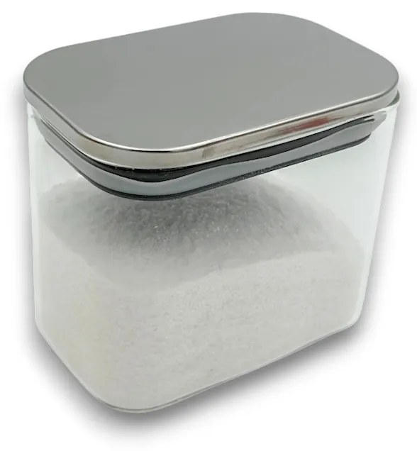 Arte Regal Sklenená obdĺžniková dóza s nerezovým vekom, 0,8l NEREZ VIVO