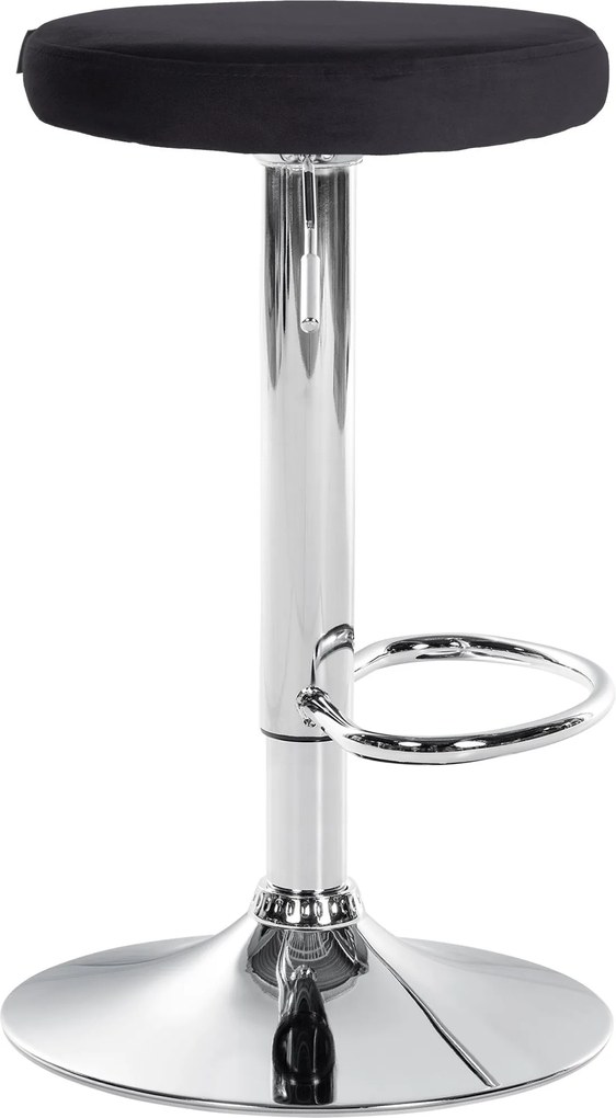 Barová stolička Ponte - zamat, chróm rám - Čierna