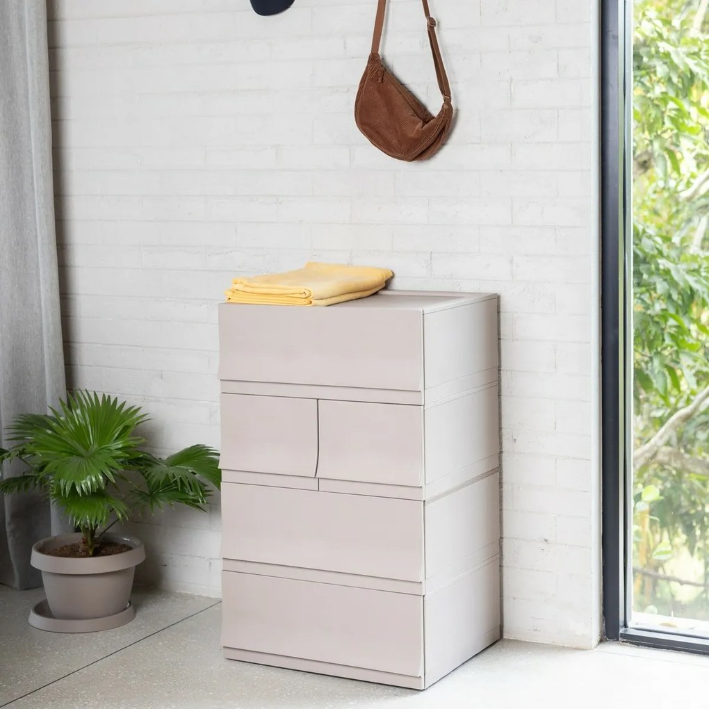 Modulárny úložný box Wave Junior Wood s kolieskami 43,4 x 27,2 x 22 cm, úzky - 1 zásuvka - kolieska