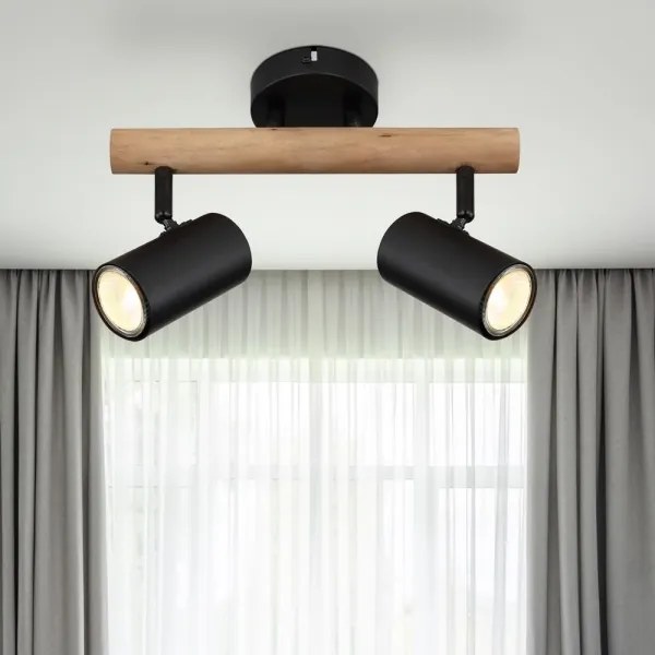 Globo 57913-2 - Bodové svietidlo HERTI 2xGU10/5W/230V drevo/kov
