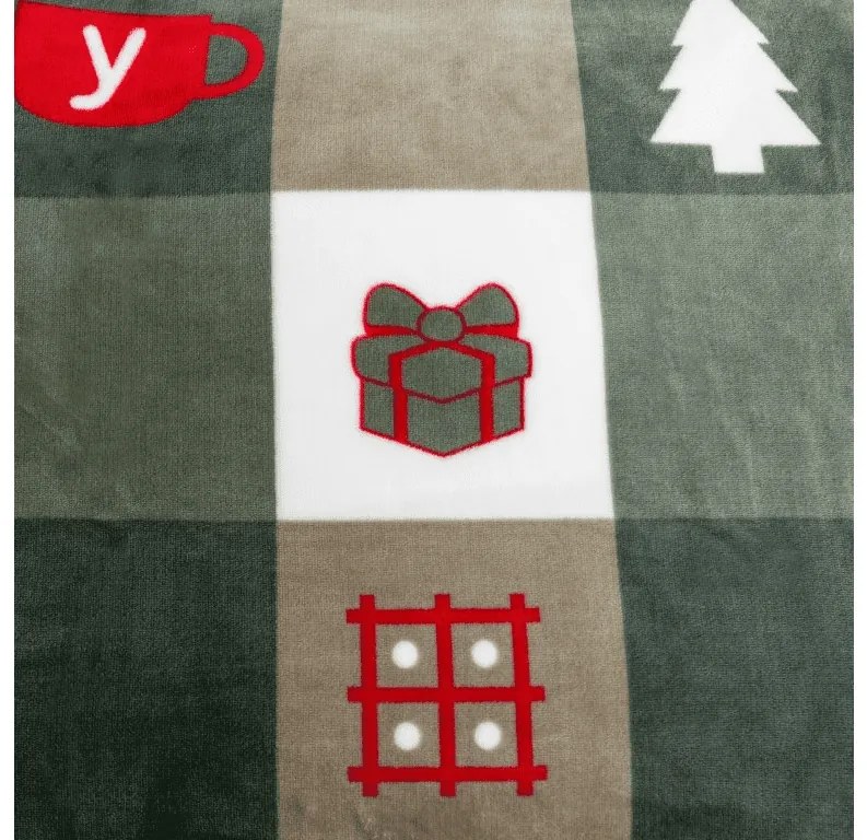 Sada 2ks mikroplyšových obliečok CHRISTMAS SOCKS zelené + plachta mikroplyš SOFT 180x200 cm biela, dvojlôžko