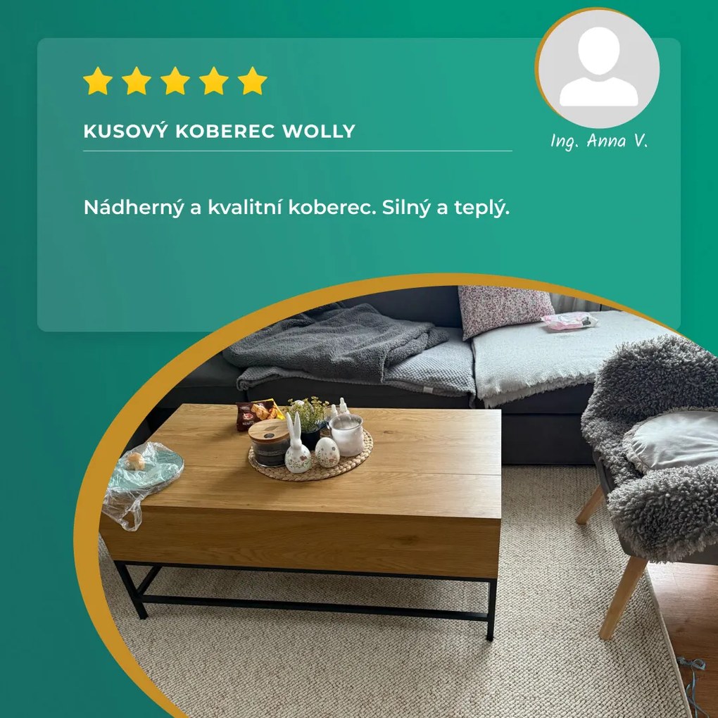 Kusový koberec Wolly 102843, 60x90, biela, obývacia izba, BT Carpet