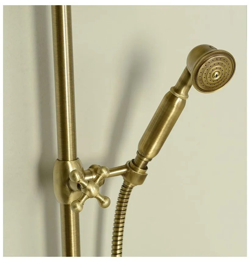 Mosadzná sprchová súprava v bronzovej farbe s hlavovou sprchou a ručnou sprchou 142 cm Antea – Sapho
