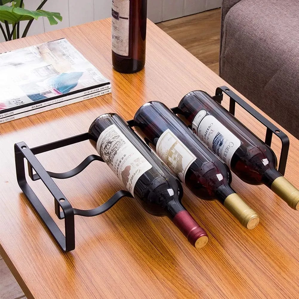 ADEO Stojan na fľaše vína alebo športové fľaše na pitie, čierny kov, stohovateľné 2 ks, MERLIN