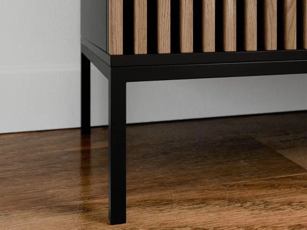 Komoda MEORATI 150x40 cm, čierna/dub artisan