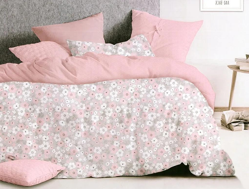 DomTextilu Romantické ružové bavlnené posteľné obliečky s motívom kvetov 3 časti: 1ks 160 cmx200 + 2ks 70 cmx80 Ružová 34564-171867