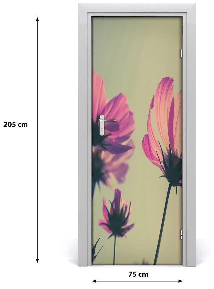 Fototapeta samolepiace na dvere ružové kvety 75x205 cm
